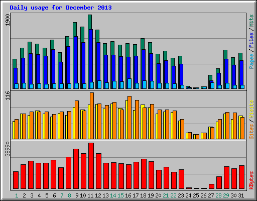 Daily usage for December 2013
