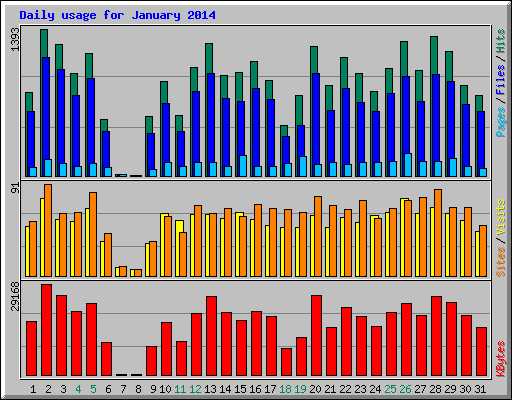 Daily usage for January 2014